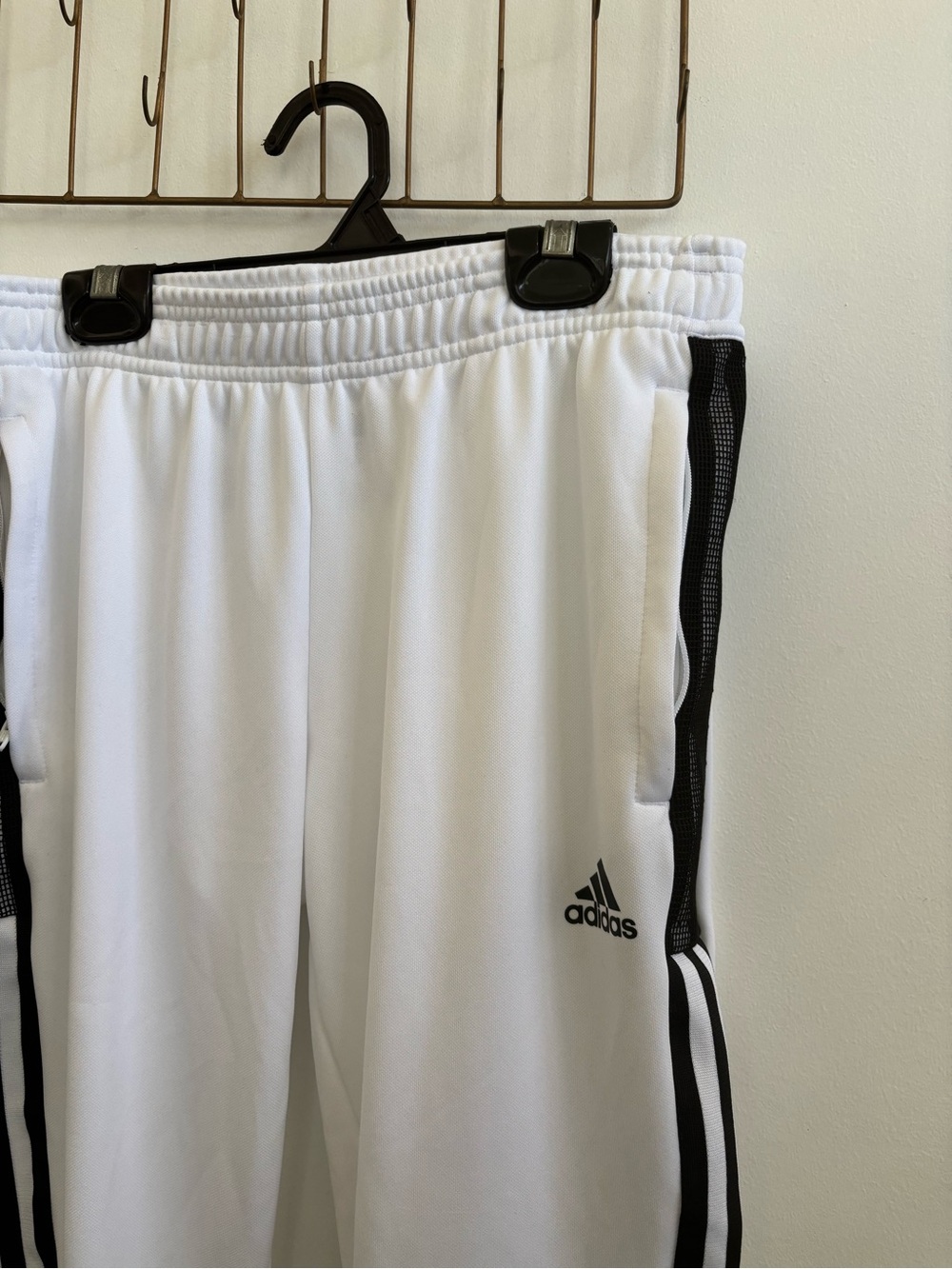 adidas White Joggers with Black Three-Stripe Detail